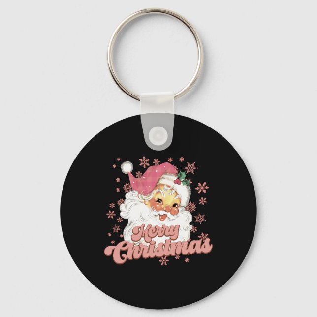 Merry Christmas Retro Tygraphy Santa Nk Hat T Shir Keychain (Front)