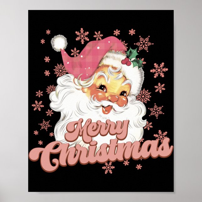 Merry Christmas Retro Tygraphy Santa Nk Hat T Shir Poster (Front)