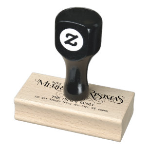 Merry Christmas Retro Typography Rubber Stamp