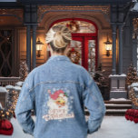 Merry Christmas Retro Typography Santa Pink Hat Denim Jacket<br><div class="desc">Merry Christmas pink retro typography with a santa claus with a pink hat.</div>