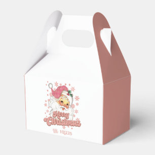 Merry Christmas Retro Typography Santa Pink Hat Favor Box