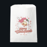 Merry Christmas Retro Typography Santa Pink Hat Favour Bag<br><div class="desc">Merry Christmas pink retro typography with a santa claus with a pink hat.</div>