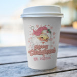 Merry Christmas Retro Typography Santa Pink Hat Paper Cups<br><div class="desc">Merry Christmas pink retro typography with a santa claus with a pink hat.</div>
