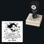 Merry Christmas Retro Typography Santa Pink Hat Rubber Stamp<br><div class="desc">Merry Christmas pink retro typography with a Santa Claus with a pink hat.</div>