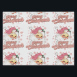 Merry Christmas Retro Typography Santa Pink Hat Tissue Paper<br><div class="desc">Merry Christmas pink retro typography with a santa claus with a pink hat.</div>