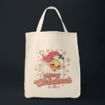 Merry Christmas Retro Typography Santa Pink Hat Tote Bag<br><div class="desc">Merry Christmas pink retro typography with a santa claus with a pink hat.</div>