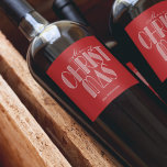 Merry Christmas Retro Typography Wine Label<br><div class="desc">Merry Christmas in a retro script and your names in chic lettering,  personalize these wine bottle labels to serve at your holiday party or to give as gifts or party favours for business gifts,  corporate gifts. CHANGE the background colour to anything.</div>