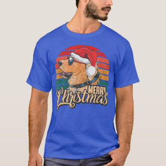 Merry Christmas Retro Vintage Golden Retriever Dog T-Shirt