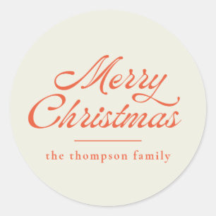 Merry Christmas Retro Vintage Holiday Personalized Classic Round Sticker