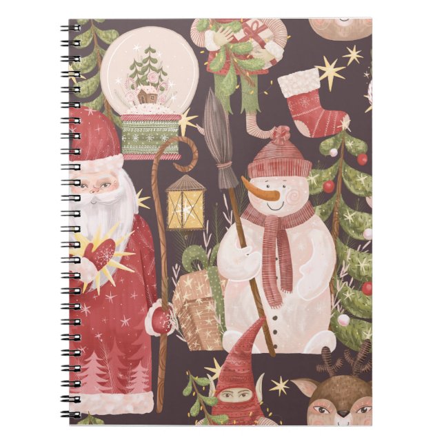 Merry Christmas Retro Vintage Santa Claus Notebook (Front)