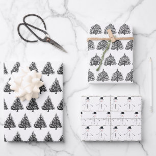 Merry Christmas Retro Vintage Xmas Party Snowman Wrapping Paper Sheet
