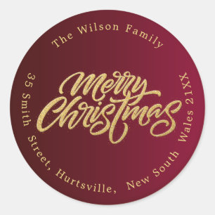 Merry Christmas Return Address Classic  Classic Round Sticker