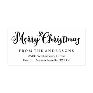 Merry Christmas Return Address Rubber Stamp