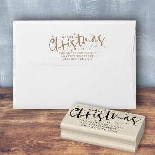 Merry Christmas Return Address Rubber Stamp