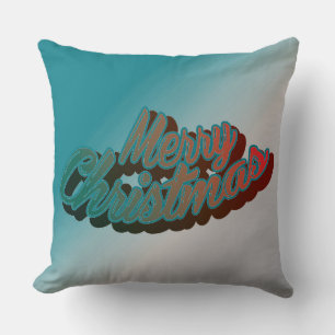 Merry Christmas Reversible Aqua Blend Colour Pillo Throw Pillow