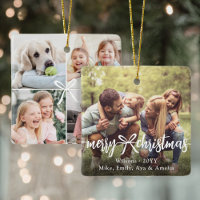Merry Christmas Ribbon & Bow Modern Photo Collage