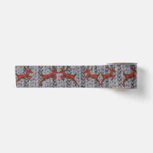 Merry Christmas Ribbon Yarn, Plaid, Deers, Cute,  Satin Ribbon