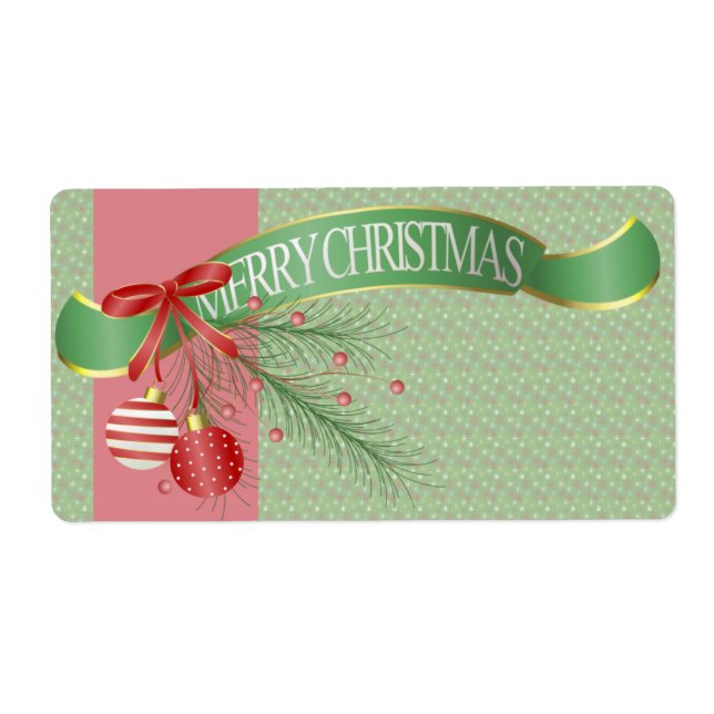 Merry Christmas Ribbons and Bows Kitchen Labels (Front)