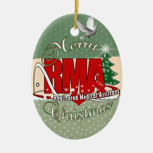 MERRY CHRISTMAS RMA REGISTERED MEDICAL ASSISTANT CERAMIC ORNAMENT (Front)
