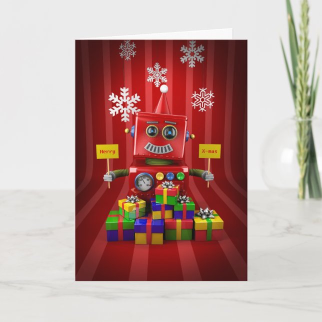 Merry Christmas Robot Holiday Card (Front)