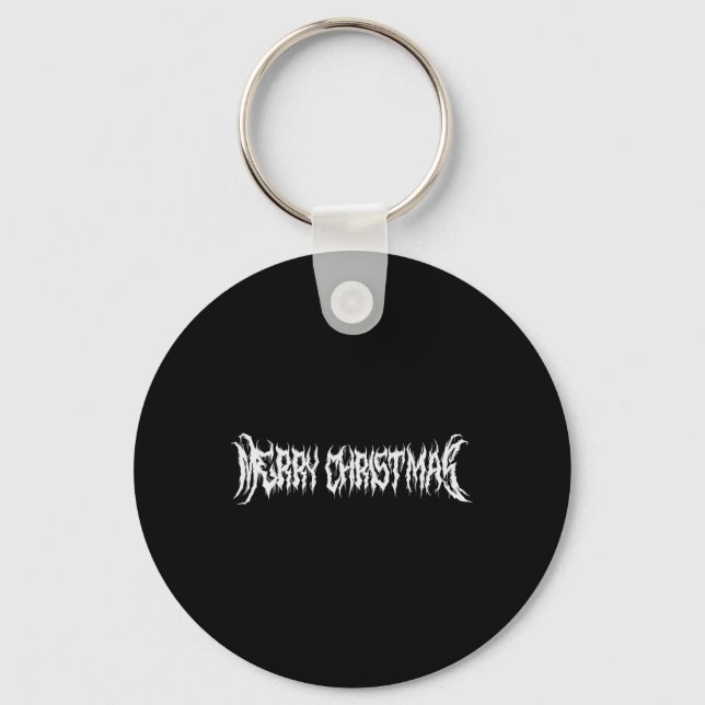 Merry Christmas Rock Style  Keychain (Front)