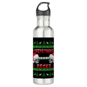 Merry Christmas ROCKS Ugly Christmas Sweater 710 Ml Water Bottle