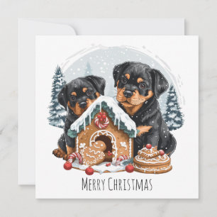 Merry Christmas Rottweiler Dogs Gingerbread House