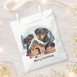 Merry Christmas Rottweiler Dogs Gingerbread House Favour Bag