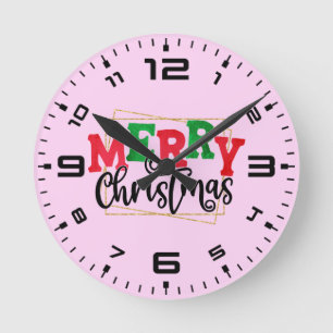 Merry Christmas Round Clock