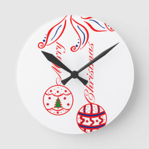 Merry Christmas Round Clock