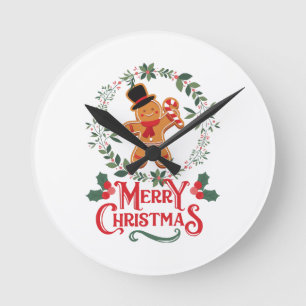 Merry Christmas Round Clock