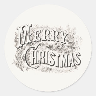 MERRY CHRISTMAS ROUND NOM PERSONNALISÉ STICKER