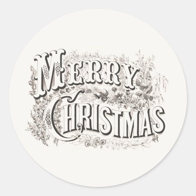 MERRY CHRISTMAS ROUND NOM PERSONNALISÉ STICKER (Devant)