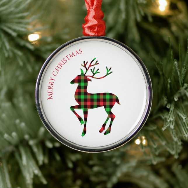 Merry Christmas Round Ornament-Deer Metal Ornament (Tree)