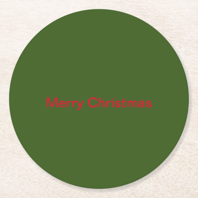 Merry Christmas Round Paper Coaster (Front)