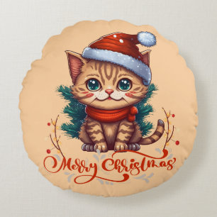 Merry Christmas Round Pillow