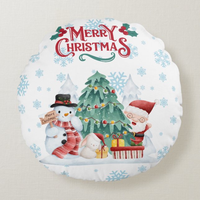 merry christmas round pillow (Front)