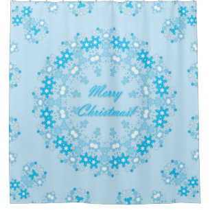 Merry Christmas round snowflake winter white blue
