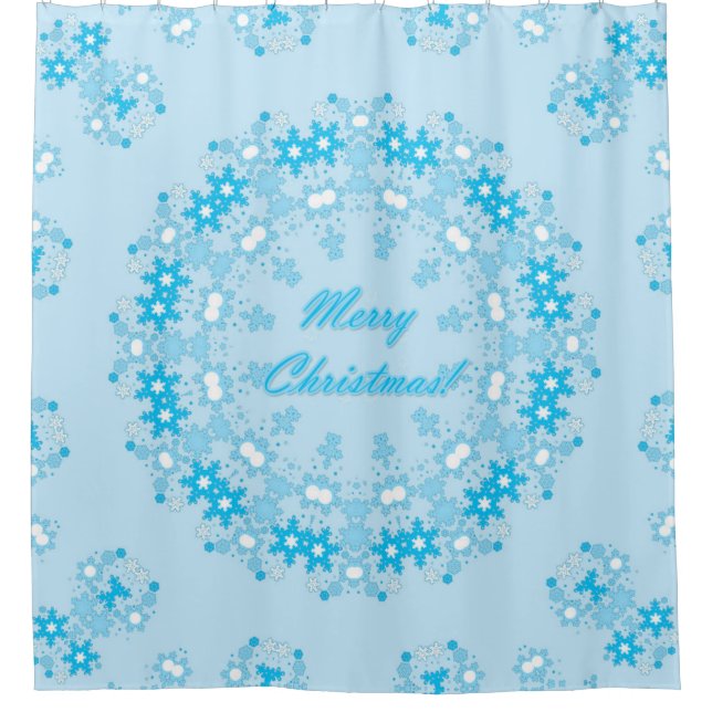 Merry Christmas round snowflake winter white blue (Front)