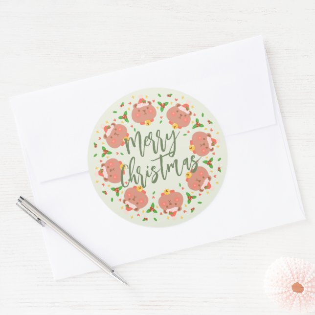 Merry Christmas round sticker (Envelope)
