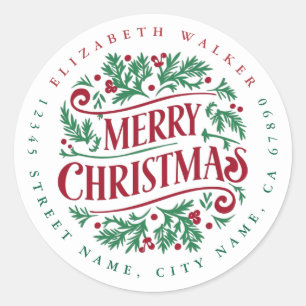 Merry Christmas Round Stickers