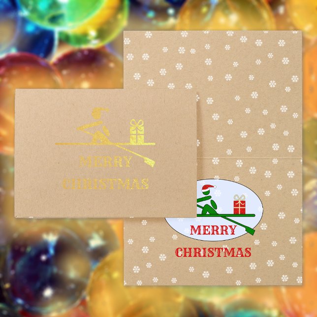 Merry Christmas rower custom text Foil Card (Creator Uploaded)