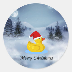 Merry Christmas Rubber Ducky Cute Christmas Classic Round Sticker