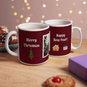 Merry Christmas Ruby Wine Family Photo  Coffee Mug