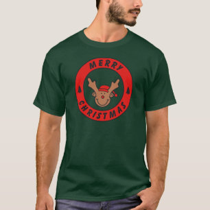 Merry Christmas Rudolf Rentier with a tree T-Shirt