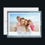 MERRY CHRISTMAS RUSTIC BEACH WOOD PHOTO HOLIDAY CARD<br><div class="desc">Rustic Blue Wood Coastal Beach Family Photo Christmas Holiday Card. The picture and family name can be replaced on this simple beach or coastal vacation Christmas Family Photo Card.</div>
