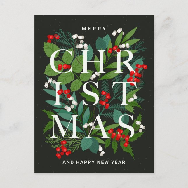Merry Christmas Rustic Corporate Greeting Holiday Postcard (Front)