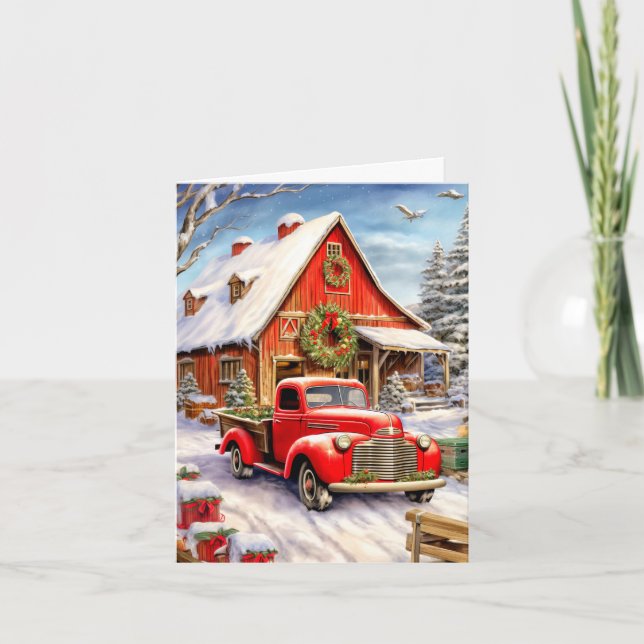Merry Christmas Rustic Country Farmhouse Holiday Card (Front)
