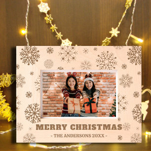 Merry Christmas rustic hoilday photo wooden etched Frames