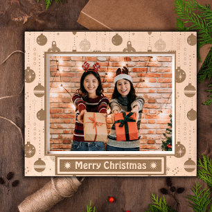Merry Christmas rustic hoilday photo wooden etched Frames